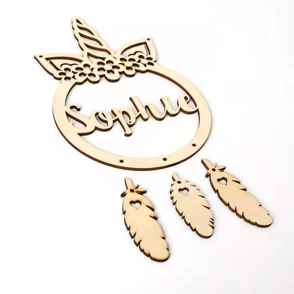Creative design natural materials unicorn dream catcher DIY mobile home decoration creative wood crafts free creation graffiti