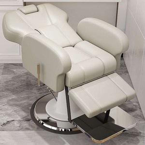 Sillón de Peluquería Reclinable con Respaldo Ajustable, Bomba Hidráulica, Reposacabezas Ajustable, Color Gris Moderno - Product Image 3