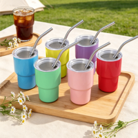 Lot de 50 mini-gobelets colorés en acier inoxydable de 3 oz avec paille et couvercle, pour sublimation, expédiés depuis l'entrepôt américain