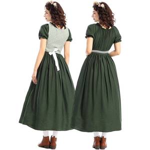 Disfraz de Halloween, Estilo Colonial de la Pradera, Vestido Victoriano Medieval, Color Verde Oscuro a Cuadros, Estilo Cottagecore, Atuendo de Pionero - Product Image 2