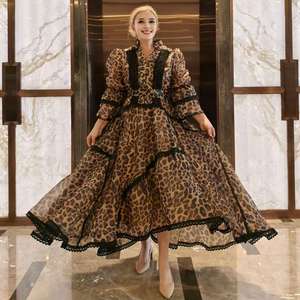 Abiti Lunghi Floreali <span class=keywords><strong>Retrò</strong></span> Scuro Autunno 2025 Maniche Lunghe con Cintura in Vita Ampio Gonna Vestito di Nicchia di Alta Gamma <span class=keywords><strong>Abbigliamento</strong></span> Femminile - Product Image 3