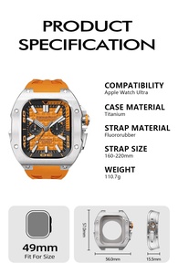 Eraysun di lusso modifica custodia in titanio + Fluororubber cinturino per Apple <span class=keywords><strong>Watch</strong></span> <span class=keywords><strong>Ultra</strong></span> 49mm <span class=keywords><strong>cinturini</strong></span> per orologi - Product Image 5