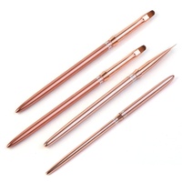 Pinceau à ongles Gelsky avec logo personnalisé, rose gold, pinceaux métalliques pour nail art, outil pour nail art, pinceau en nylon acrylique