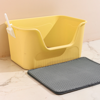 Lettiera per Gatti Grande e Aperta, Toilette Rettangolare in Plastica per Gatti da Interno, Facile da Pulire