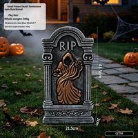 Décoration d'Halloween : Petite pierre tombale du Dieu de la Mort de 40,5 cm, accessoires de scène pour maison hantée, pièce secrète, ambiance de cour.