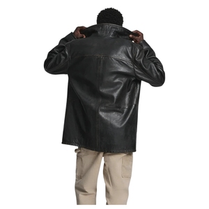 Chaqueta Bomber de Cuero Vacuno Negro Intenso Hecha a Mano para Hombre, Cuello Camisero, Premium, Casual, Invierno, Transpirable, Personalizable - Product Image 6
