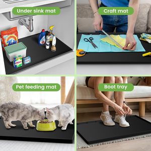 Under Sink Mats for Kitchen Waterproof Under Sink <strong>Shelf</strong> <strong>Liner</strong> with Drain Hole Flexible Silicone Cabinet Protector Tray - Product Image 4