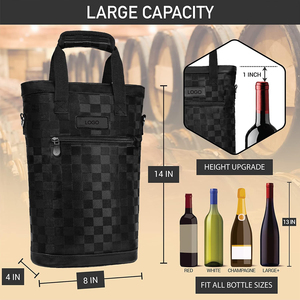 Bolsa de transporte para botella de vino, bolsa enfriadora de vino aislada a prueba de fugas para viaje, <span class=keywords><strong>BYOB</strong></span>, bolsa de vino portátil acolchada para Picnic con bolsillo - Product Image 3