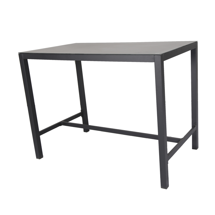 Bar 7 pièces en aluminium pub style européen mobilier d'extérieur patio cadre en teck table et chaises de jardin