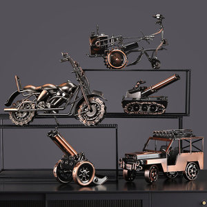 Modèle de moto et de voiture rétro nostalgique fait main, décoration de bureau à domicile, ornements pour cave à vin et bibliothèque, cadeau quotidien, Mainland TY-MX Retr - Product Image 1