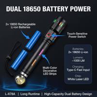 Lampe torche en alliage d'aluminium à laser blanc haute puissance, pour la défense personnelle, la recherche en extérieur, l'éclairage d'urgence