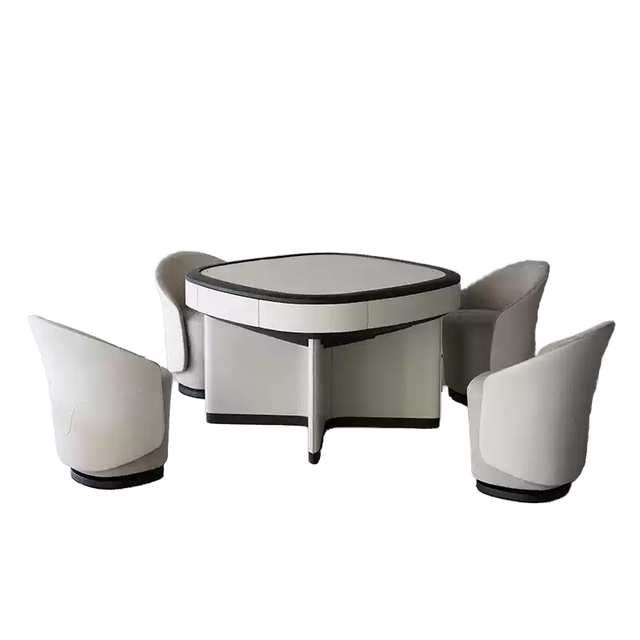 Electric Automatic Modern Luxury Mahjong Table with Solid Wood & Leather Extra Large Casino Table Cloth for Poker