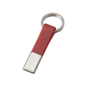 Llavero de doble anillo con mosquetón, moderno, de aleación, con soporte para monedas, rojo, con impresión UV y logotipo láser, de acero inoxidable. - Product Image 1