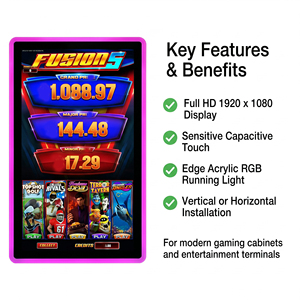 Monitor de Juego Personalizado Premium de 27 y 32 Pulgadas, Monitor Táctil PCAP para <span class=keywords><strong>Casino</strong></span> con Barra de Luz LED para Máquinas de Juego de Habilidad - Product Image 2