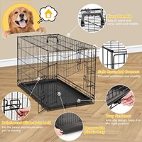 Cage pour chien pliable noire avec portes latérales doubles, poignée de transport supérieure, verrouillage sécurisé, plateau de nettoyage amovible, gain de place, conception simple