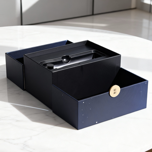 Emballage rigide de luxe avec double porte ouverte personnalisé coffret cadeau maquillage à fermeture magnétique boîtes en papier avec insertion pour outils de beauté et soins de la peau - Product Image 4