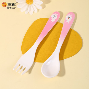 Cony Rabbit <b>Melamine</b> Kids Tableware Set Divided Plate <b>Bowl</b> Cup Spoon Fork Cartoon Design For Children Mealtime - Product Image 2