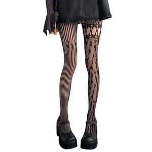 Women Asymmetrical <b>Fishnet</b> Stockings Black Ultra Thin 0D Nylon Transparent Hollow Heart Pattern Spring Summer Pantyhose - Product Image 4