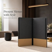 Porte-menu en cuir PU noir et marron, design bicolore, pour restaurant et bar moderne