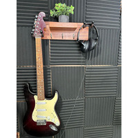 Rak Gitar Kayu Solid untuk Dinding dengan Rak & Gantungan untuk Penyimpanan & Pajangan di Rumah/Studio