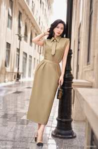 Falda Midi de Cintura Alta para Mujer, Estilo Lápiz, Color Sólido, para Oficina, Tejido de Lana, ANTONIA - Product Image 2