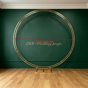 DKB Hot Selling Luxury Wedding <b>Backdrop</b> Arch Gold Metal Iron <b>Stand</b> Flower Ring Birthday Party Outdoor Balloon Wedding Decor - Product Image 2