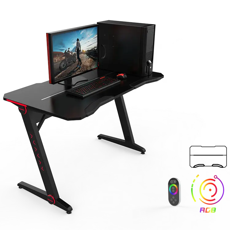 Эргономичный игровой компьютерный стол с RGB светодиодной подсветкой и текстурой из углеродного волокна, настольный компьютер 2020, новейший дизайн, пользовательский OEM ODM завод