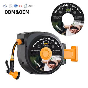 Manguera de Jardín Automática de Goma de 1/2 pulgada y 100 pies, la Más Vendida, con Certificación CNS, Mango Telescópico, Montaje en Pared, Retráctil, 10 Patrones - Product Image 1