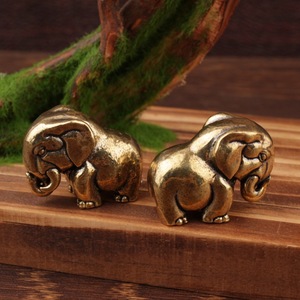 Solid Brass <b>Elephant</b> Figurine 2Pcs Antique Style Feng Shui <b>Decor</b> Living Room Craft - Product Image 2
