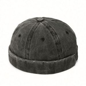 Wholesale Factory Washed Denim Fabric Vintage Custom <b>Brimless</b> Baseball Cap <b>Hat</b> - Product Image 5