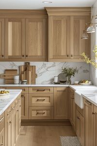 Gabinetes de Cocina Modernos de Lujo, Estilo Shaker, de Roble Blanco Ecológico, Madera Sólida RTA, Encimera de Mármol Acanalado para Apartamento - Product Image 5