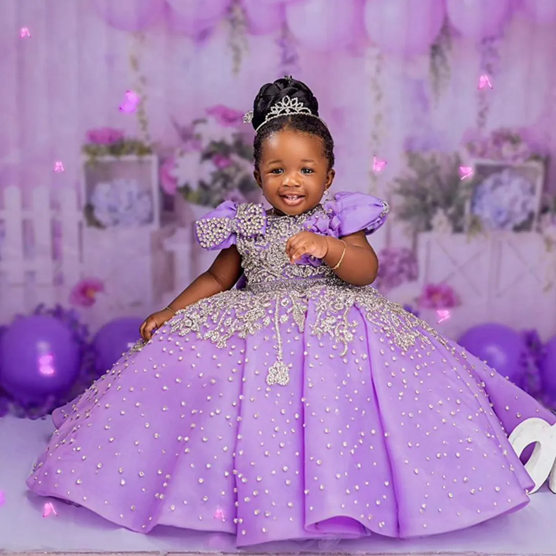 Purple Luxury Flower Girl Dress - Short Sleeve Satin Ball Gown for Kids Birthday & Special Events - Custom Sizes Available Purple Luxury Flower Girl Dress - Short Sleeve Satin Ball Gown for Kids Birthday & Special Events - Custom Sizes Available