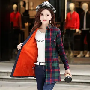 Thick Warm Women's Plaid Shirt Female Long Sleeve Tops Winter Fleece Casual Check Blouse Autumn Clothes custom made