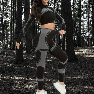 Nouvelle Collection 2026 – Ensemble de Sport Yoga 2 Pièces Écologique pour Femme : Haut Zippé et Legging Taille Haute pour Automne/Hiver - Product Image 3