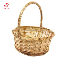 Panier de mariage rond de petite taille en stock JY, style vintage, panier en osier tressé avec poignée pour fleurs, fruits, bonbons, cadeaux