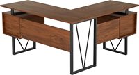 Table d'étude d'ordinateur en bois Bureau PC avec 3 tiroirs pour deux
