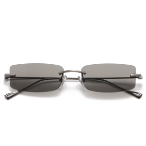 <span class=keywords><strong>Occhiali</strong></span> <span class=keywords><strong>da</strong></span> <span class=keywords><strong>Sole</strong></span> Rettangolari Senza Montatura in Metallo per Uomo, Protezione UV400, Design Sottile e alla Moda - Product Image 1