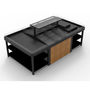 Table de présentation centrale pour supermarché, en métal et bois, pour fruits et légumes, étagère d'îlot, présentoir central pour produits frais et épicerie - Product Image 5