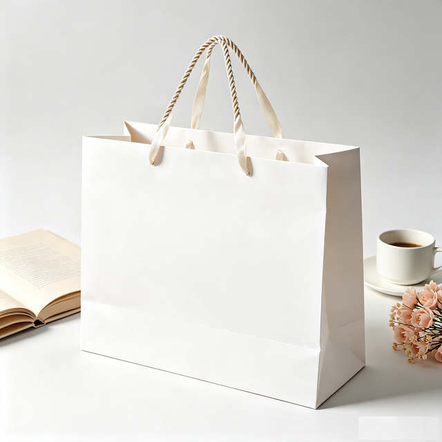 Biodegradable Durable Art Paper Carry Bag with Custom Logo Screen Printing Ribbon Handle Ruiyang