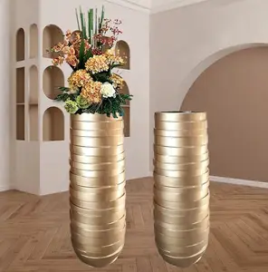 wholesale wedding decorative gold plant pot ,vase glass flower vase with spiral