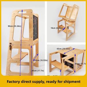 Torre de aprendizaje plegable creativa con pizarra, torre de aprendizaje de madera, taburete de cocina para niños - Product Image 3