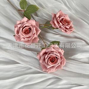 Artificial Roses <b>Silk</b> <b>Flower</b> High Simulation Wedding Decoration Props 3 Heads Cappuccino Color - Product Image 3