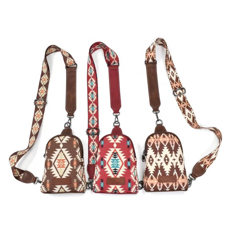 Custom Logo High Quality Bohemia Guitar Strap Aztec Style Women Chest Bag Belt Chest Casual Vintage Sling Crossbody Bag