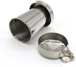 Camping Travel Camping Portable Mug Stainless Telescopic Stainless Steel Folding Water Drinking Cup with <b>Key</b> <b>Chain</b> - Product Image 1