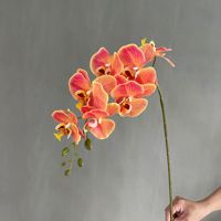 Susunan Bunga Anggrek Artifisial Grosir HGA dalam Vas, Hiasan Tengah Meja Phalaenopsis Palsu untuk Dekorasi Jendela Toko