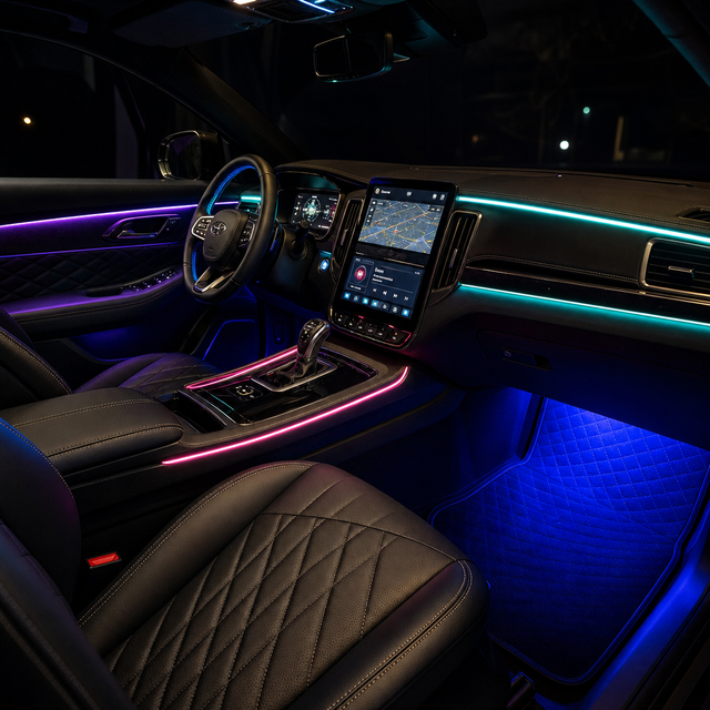 Trontech 18in1 Car Interior Ambient Light Kit RGB App Control Separate Zone LED Strip Cuttable Music Sync CE ROHS Universal Fit