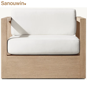 Fauteuil pivotant moderne en teck résistant aux intempéries avec <span class=keywords><strong>coussin</strong></span> pour patio - Product Image 5