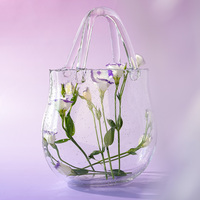Vase à fleurs en verre en forme de sac à main moderne nordique Vase de plante hydroponique de table Aquarium de pot de poisson pour salon Restaurant