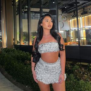 Bikini Sexy da discoteca giovane ragazza leopardo serpente collo a schiena nuda Clubwear maglia metallica vestito di paillettes - Product Image 1