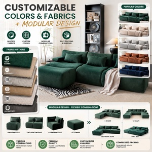Sofá seccional modular comprimido al vacío, tapizado en chenilla, personalizable y compresible para sala de estar, apartamento, <span class=keywords><strong>muebles</strong></span> para el hogar. - Product Image 5